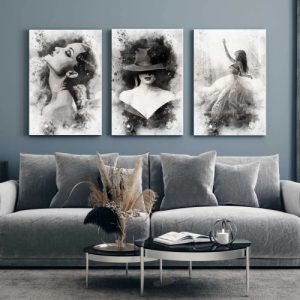 3 dalių paveikslas "Moteriškumas retro stiliumi"