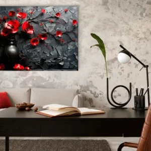 Modernus 3D vaizdas su raudonomis gėlėmis