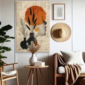 Moters veidas ir oranžinė saulė 2